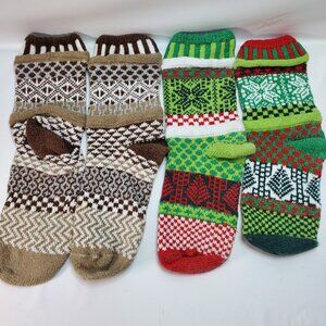 Lot 2 Solmate Crew Socks Cotton USA Brown Holiday Sz M Womens 8-10 2 Pairs Mix